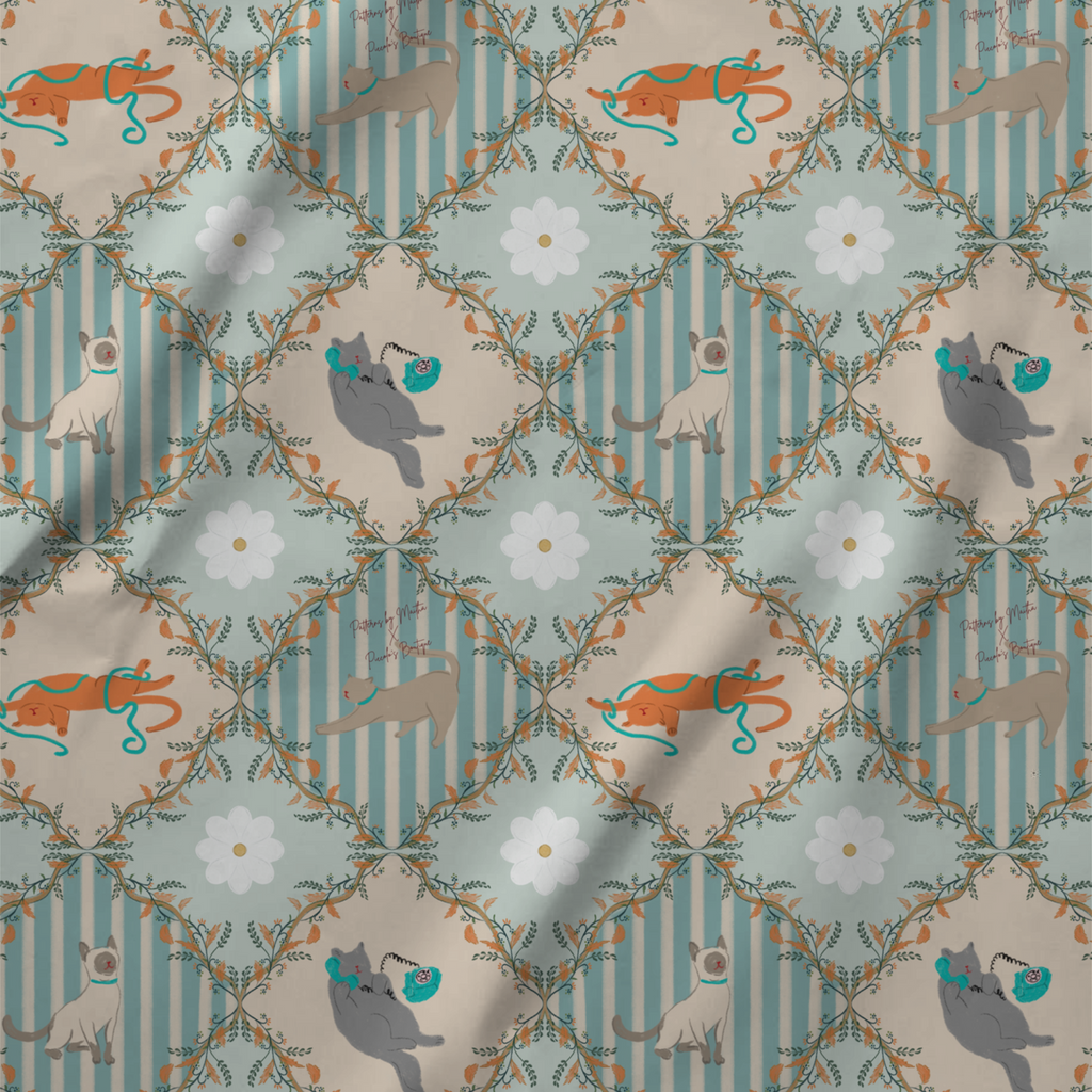 Cats' Society Cotton Fabric