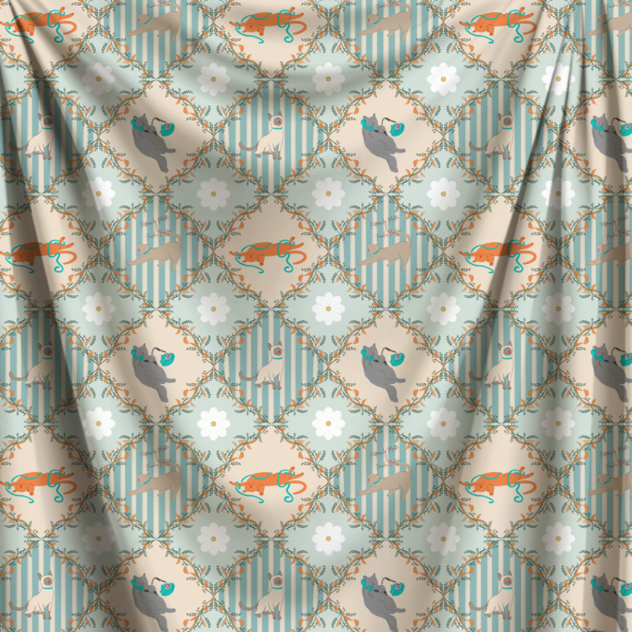Cats' Society Cotton Fabric